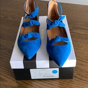 Aquazzura Size 10 agean blue suede flats
